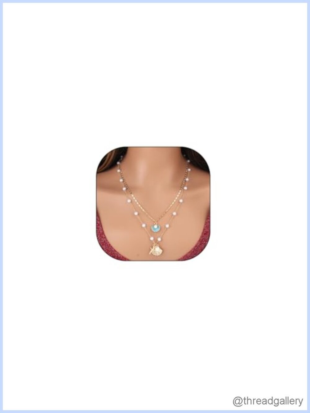 14K Gold Layered Starfish Seashell Pearl Pendant Necklace Set
